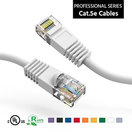 CAT5E UTP Ethernet Network Booted Cable - 2ft-White